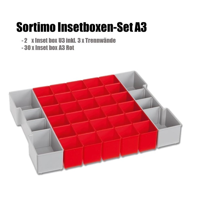 InsetBoxen Set A3 Rot/Grau für L-Boxx 102/ W-Boxx 102