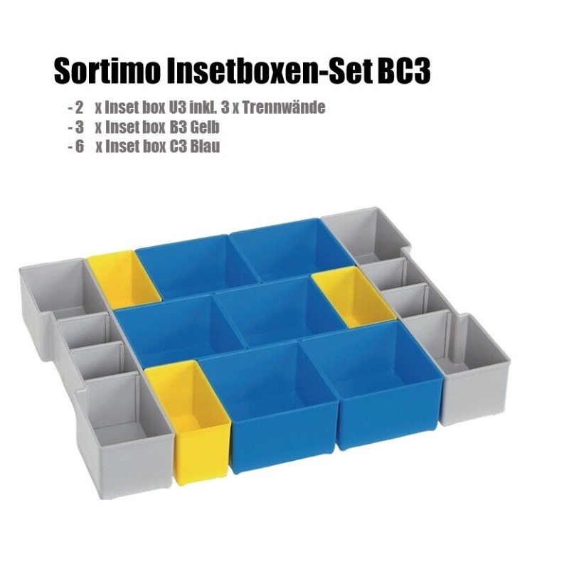 InsetBoxen Set BC3 Blau/Gelb/Grau für L-Boxx 102/ W-Boxx 102